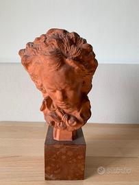 Busto Beethoven terracotta, base marmo