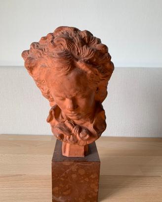 Busto Beethoven terracotta, base marmo