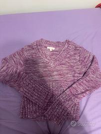 Maglione viola e bianco con brillantini taglia L
