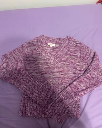 Maglione viola e bianco con brillantini taglia L