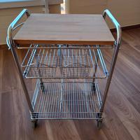Carrello da cucina in acciaio e legno