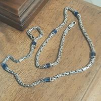 collana uomo girocollo argento 925 tormalina blu