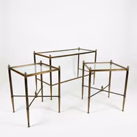 Tavoli stile inglese vintage ottone vetro design