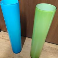 Coppia di Vasi Alti in Vetro Cilindrico