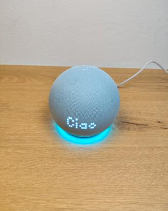 Amazon Alexa Echo dot 5 azzurra con orologio 