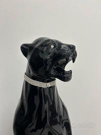 statua pantera nera 85cm artigianato italiano