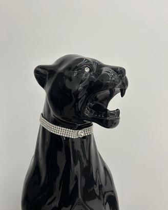 statua pantera nera 85cm artigianato italiano