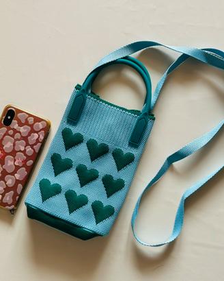 Mini borsa azzurro/verde con cuori – NUOVA