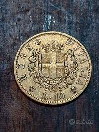 Moneta Oro 10 Lire 1863 Vittorio Emanuele II Regno