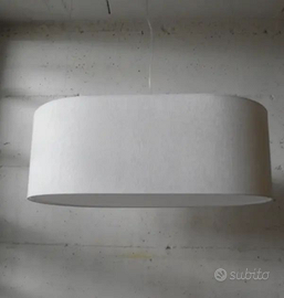 Lampadario ovale biscotto in tessuti medio grande