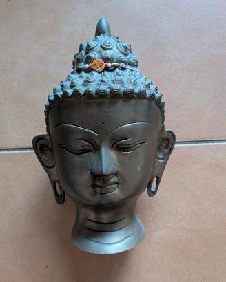 statua testa di Buddha in bronzo Thailandia India