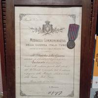 Brevetto con medaglia Guerra Italo-Turca 1911-1912