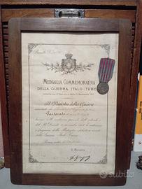 Brevetto con medaglia Guerra Italo-Turca 1911-1912