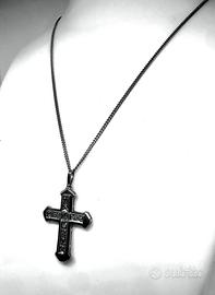 Collana e ciondolo croce oro 18kt diamanti 1024/24