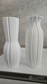 Coppia di Vasi in Ceramica Bianca - Design Minimal