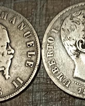 #2203 – Due Monete 2 Lire, Argento Regno Italia