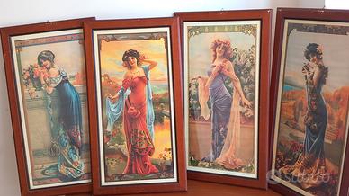 Stampe di 4 dame in stile Liberty