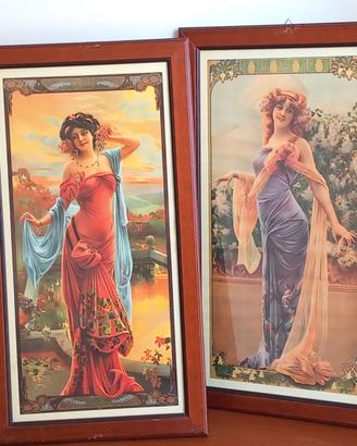 Stampe di 4 dame in stile Liberty