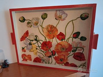 vassoio decorato floreale decoupage 