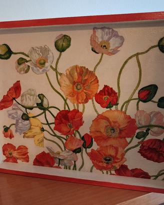 vassoio decorato floreale decoupage 