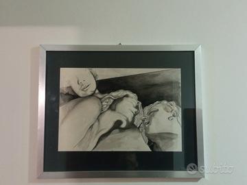 Disegno artistico firmato,  grafite/carboncino 