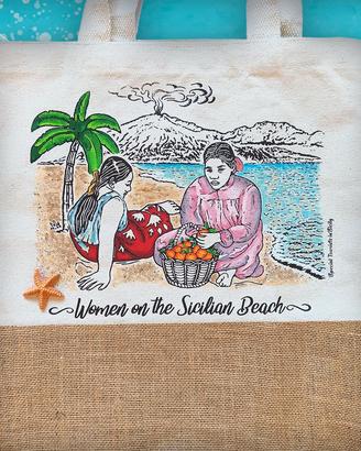 Spiaggia siciliana Borsa dipinta a mano