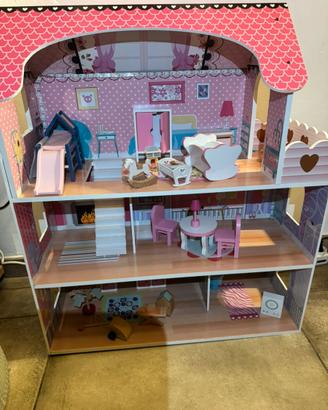 Casa delle bambole in legno 3 piani