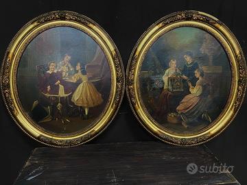 Dipinti ovali scene familiari