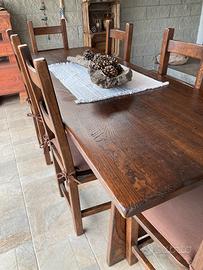 Tavolo fratino in arte povera con 6 sedie