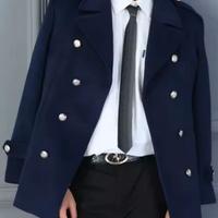 Cappotto lana doppio petto slim bottoni metallo