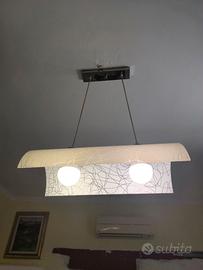 Lampadario vetro e acciaio due luci