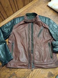 giacca di pelle nera e bordeaux 