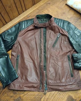 giacca di pelle nera e bordeaux 