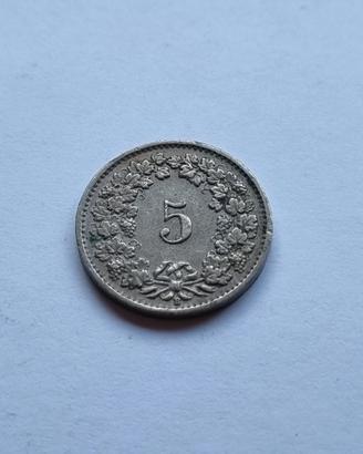 Moneta 5 rappen, Svizzera, 1953