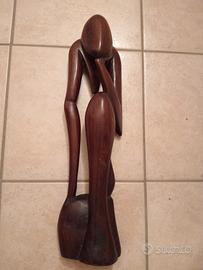 scultura in legno il pensatore