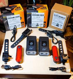 4 Fari MTB BMX set sicurezza 2  ant. + 2 post.