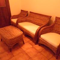 Salottino in rattan e banano doppio intreccio