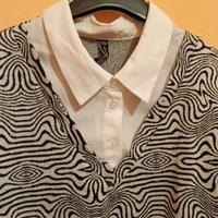 maglione bianco semplice con camicia per l'autunno