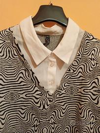 maglione bianco semplice con camicia per l'autunno