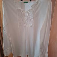 Maglia bianca Benetton in cotone