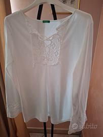 Maglia bianca Benetton in cotone
