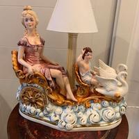 lampada con scultura ceramica di capodimonte '60