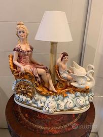 lampada con scultura ceramica di capodimonte '60