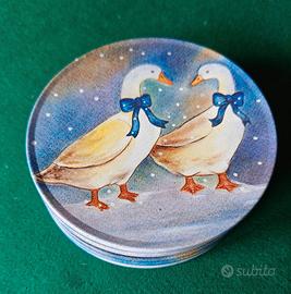 Set 6 sottobicchieri vintage in latta e sughero