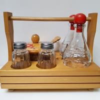 Set da tavola in legno oliera originale vintage