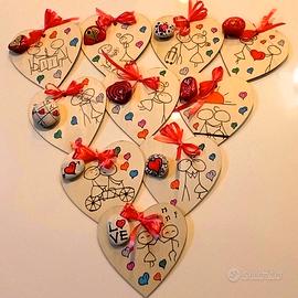 Cuori in legno magneti tema amore Fatti a mano