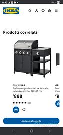 bbq gas barbecue ikea con bruciatore nuovo