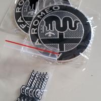 2pz LOGO Black ALFA ROMEO Ø74mm + 5pz Scritta