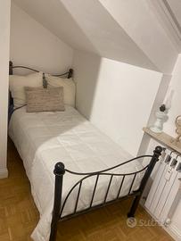 Letto singolo ferro battuto e materasso cotone