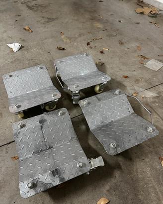 Set 4 Carrelli Sottoruota solleva auto garage box